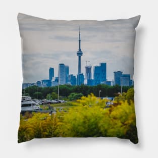 Toronto Cityscape View From Tommy Thompson Park Photograph Pillow