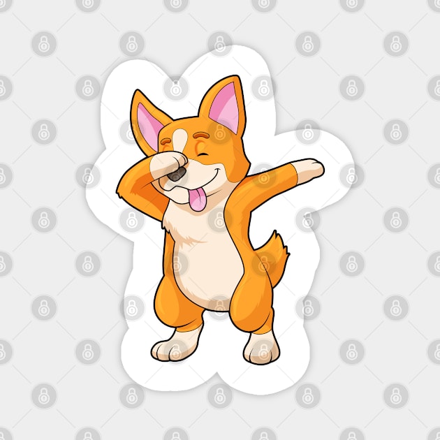 Welsh Corgi at Hip Hop Dance Dab Magnet by Markus Schnabel