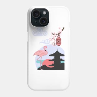 Japanese Rising Sun Cherry Blossoms Pagoda Phone Case