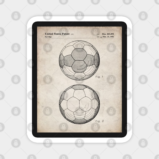 Soccer Ball Patent - Football Fan Bedroom Office Art - Antique Magnet by patentpress