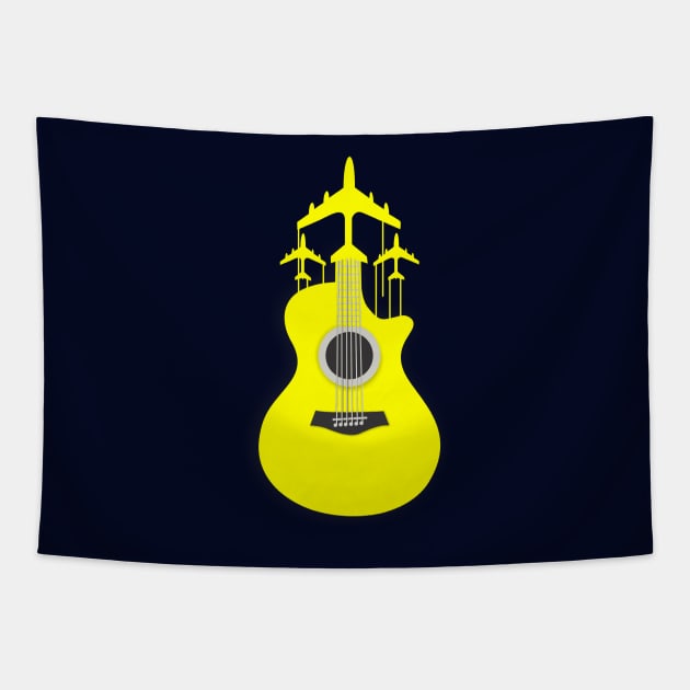 collaboration planes and guitar Tapestry by pranata