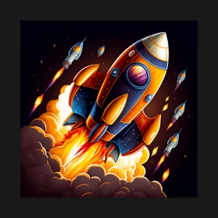 Space Rocket cartoon style T-Shirt