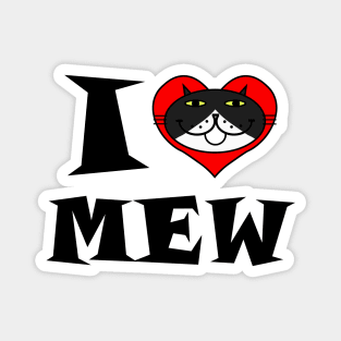 I Heart Cat - Black and White Tuxedo Cat Magnet