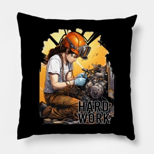 Girl hard work Pillow