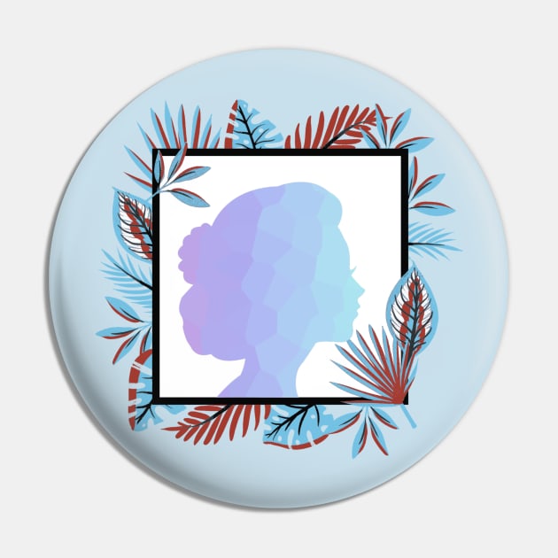 PRETTY Woman Portrait Blue Pin by SartorisArt1