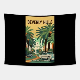 A Vintage Travel Art of Beverly Hills - Los Angeles - California - US Tapestry