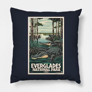 A Vintage Travel Art of the Everglades National Park - Florida - US Pillow