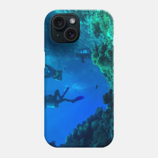 Coral reef and scuba divers Phone Case