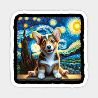 Starry Cardigan Welsh Corgis Portrait - Dog Portrait Magnet