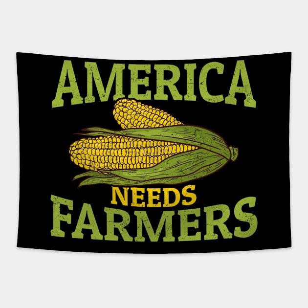 America Needs Farmers - Bold Green Yellow Tapestry by Retusafi