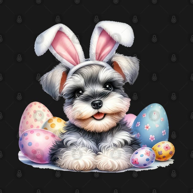 Puppy Miniature Schnauzer Bunny Ears Happy Easter Day by TATTOO project