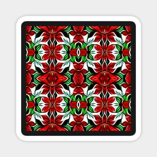 Red and Green Christmas Pattern Number 9 Magnet