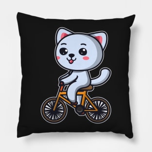 Cat Riding Bicycle Cat design gifts for women graphic Pillow