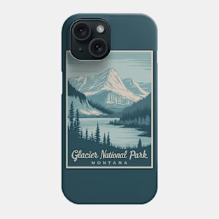 Glacier National Park Montana Retro Poster Phone Case