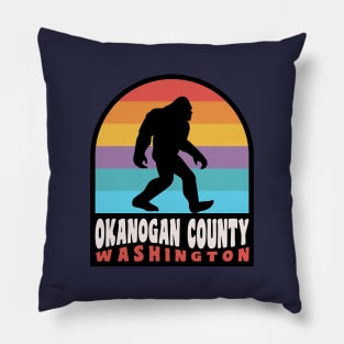 Okanogan County Washington Bigfoot Sasquatch Retro Sunset Pillow