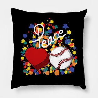 Peace Love Baseball Pillow