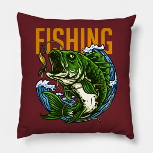 fishing green fish Pillow