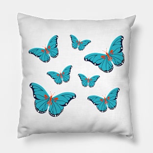 Vintage blue butterflies Pillow