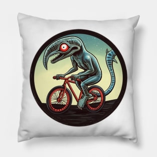 Humorous Cartoon Alien vs Predator Digital Design Pillow