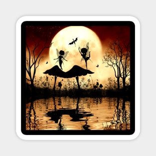 Cute little dancing fairy in the night Magnet