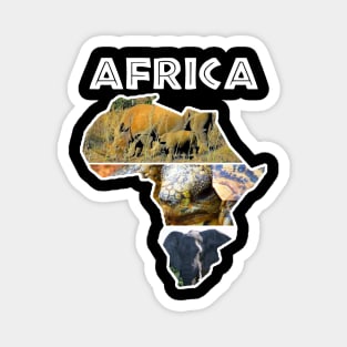 African Wildlife Continent Collage Magnet