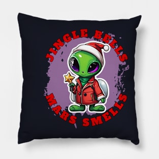 Alien in Santa hat. Pillow