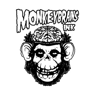 MonkeyBrainsINK fiend skull and logo on white! T-Shirt