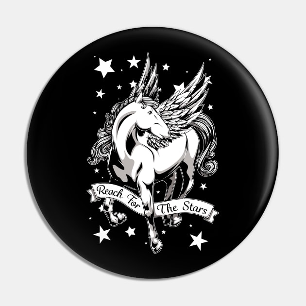 Reach for the Stars - B&W Pin by redappletees