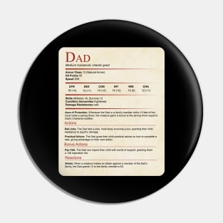 D&D Dad Statblock Pin