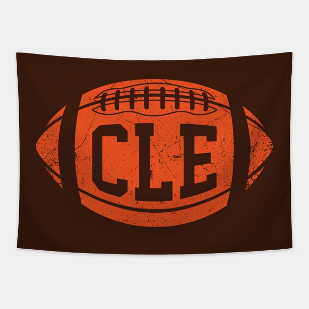 CLE Retro Football - Brown Tapestry by KFig21