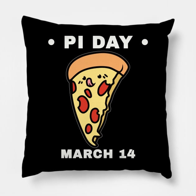 Kawaii Pi Day Pizza Slice March 14 Pillow by DPattonPD