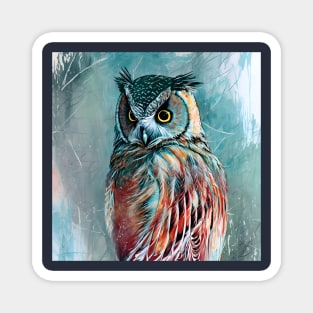 Great Horned Owl Digital Painting Magnet