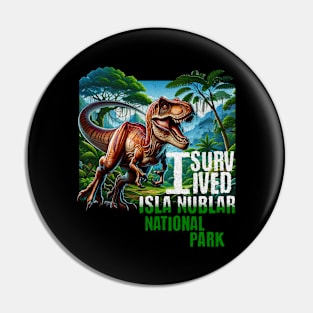 Jurassic Dino I survived National Park Jungle Scene Distressed Look Pin