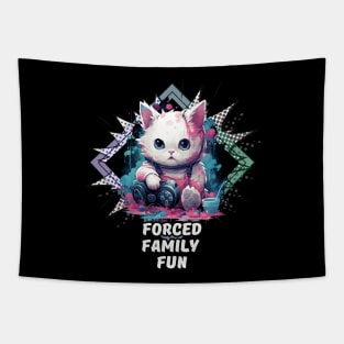 Forced Family Fun - Gamer Cat Tapestry
