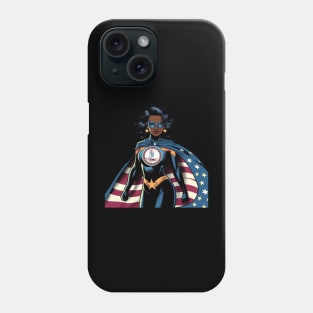 Richmond Virginia 1980s Black Female Comic Book Superhero RVA American Flag Phone Case