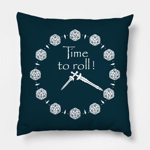 D&D clock - time to roll Pillow by Bigrum P. Bear Designs