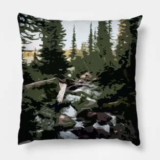 Abstract Forest Stream Pillow
