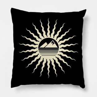 Vintage sun and mountains Pillow