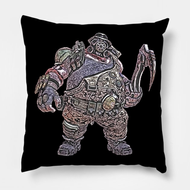 Overwatch Roadhog Militia Skin Pillow by Green_Shirts