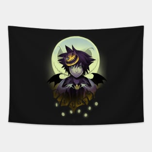 Dark Kingdom Hearts Sora - Halloween Moon Costume - Spooky Video Game Tapestry