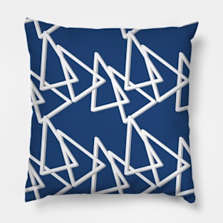 White triangles, geometry on a blue background, abstraction. Pillow