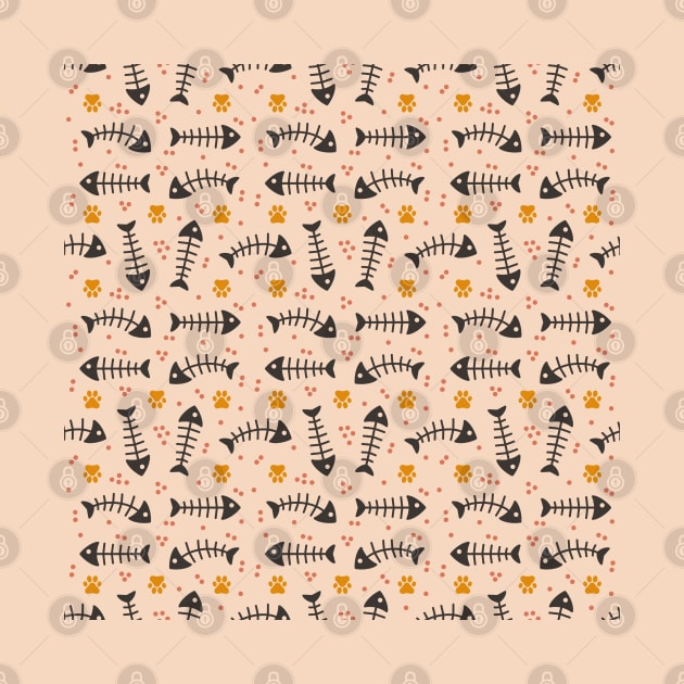 Fish Bone Light Pastel Pattern by Simplulina