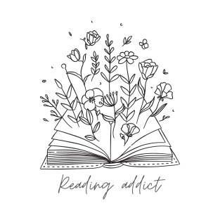 flower books read  floral book,book with flowers,book,book ,floral book ,vintage book,read,reading,read ,book with flower,reading ,reading decal,book decal T-Shirt