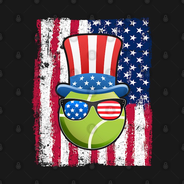 Tennis Ball American Flag 4th of July Funny Gift by DoFro