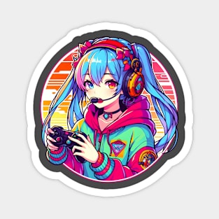 Gaming addict gamer girl Magnet