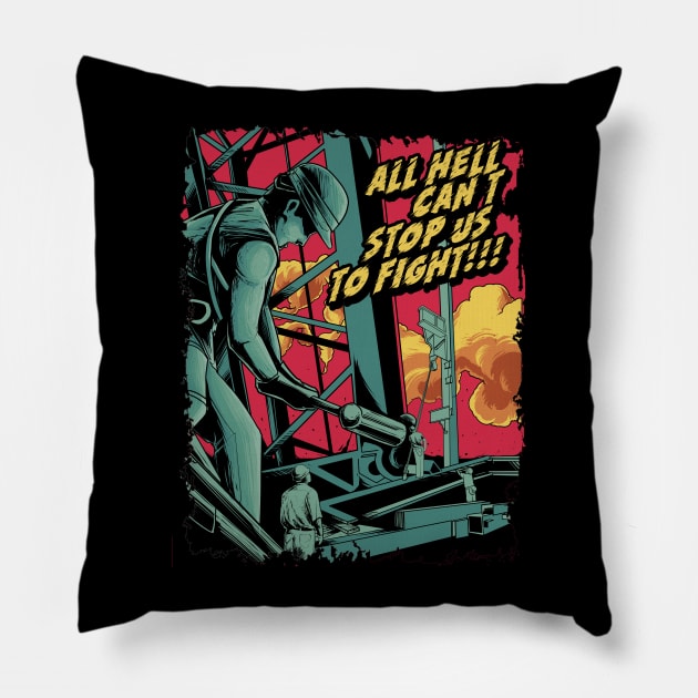 Iron Worker Fight Pillow by damnoverload