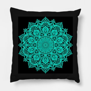 teal mandala Pillow