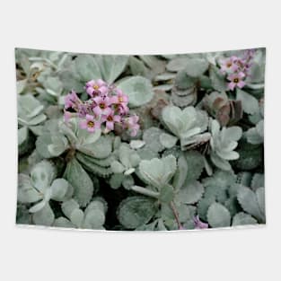 Pink flowers on pastel leaves Tapestry