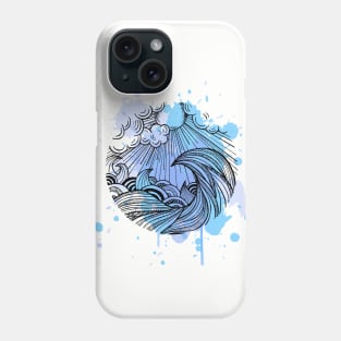 Zentangle Wave Blue Phone Case