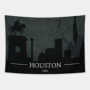 Houston city map with silhouette Tapestry